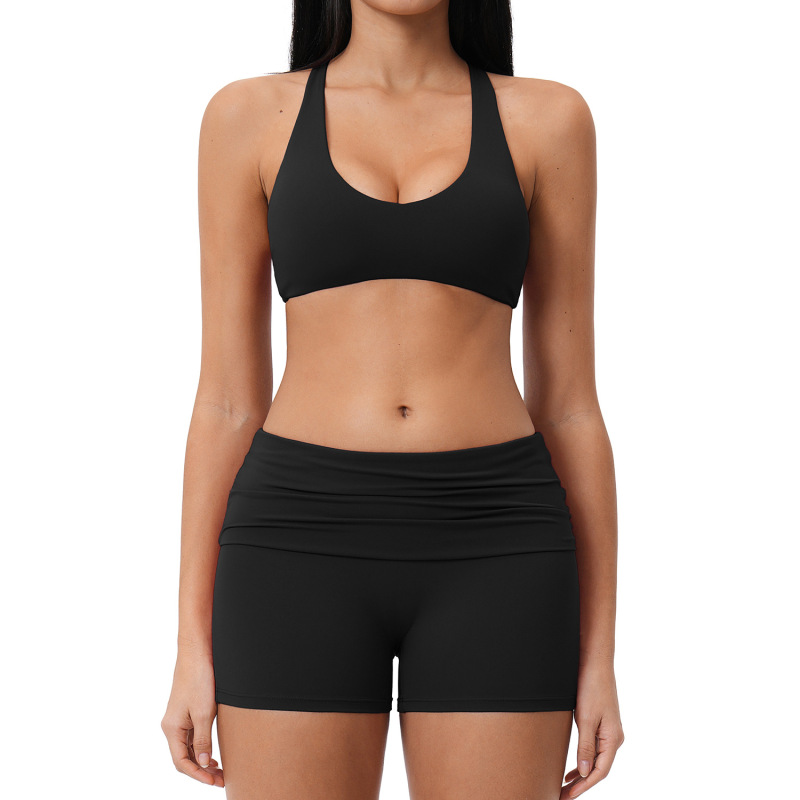 Summer brushed sports yoga set, cross-border style backless casual set, fitness running outdoor commuting set 5558