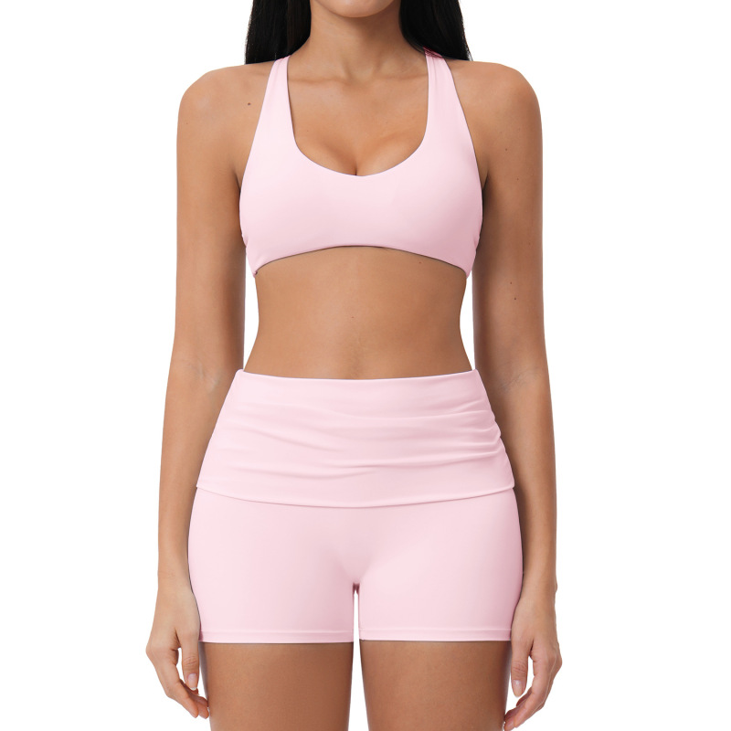 Summer brushed sports yoga set, cross-border style backless casual set, fitness running outdoor commuting set 5558