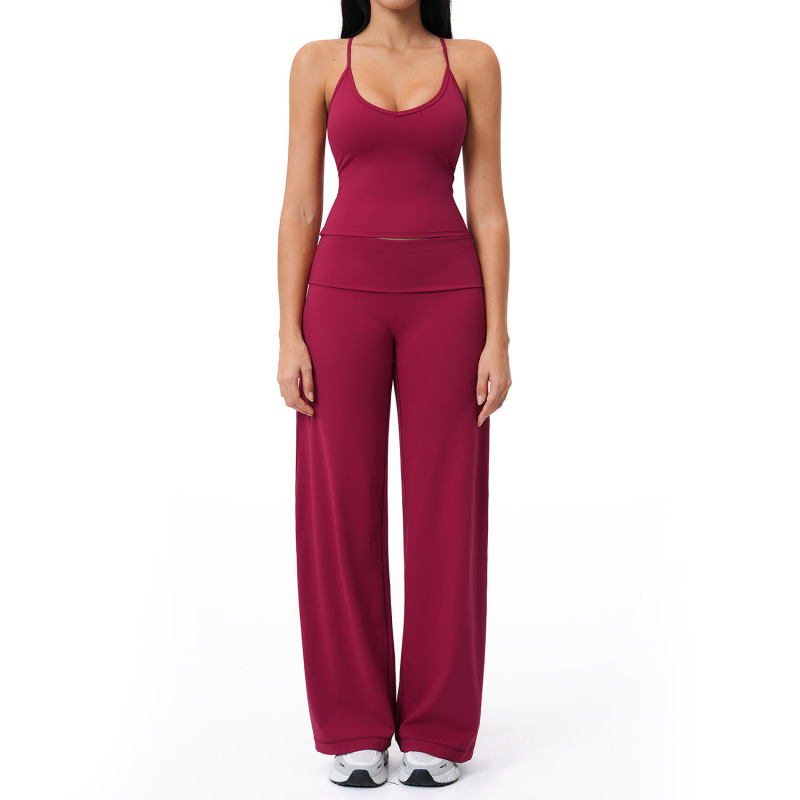 Summer brushed sports yoga set, cross-border style backless casual set, fitness running outdoor commuting set 5558