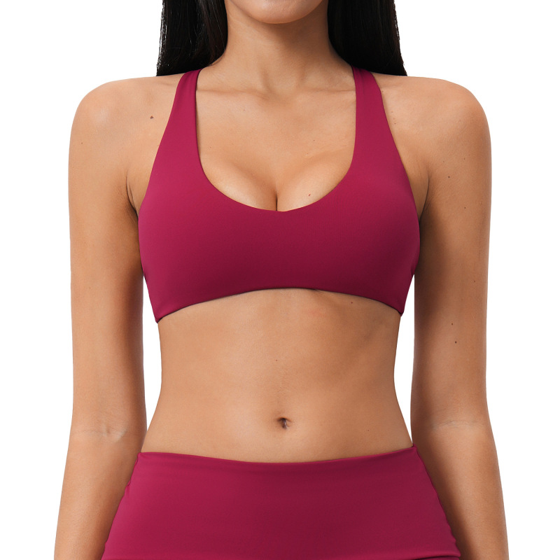 Cross-border yoga bra, V-neck, hollowed-out, cross-back, sports bra, fitness workout, yoga top, 5558