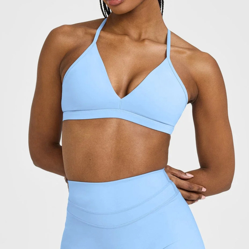 Foreign trade low-cut front V nude skin-friendly sling adjustable chest cushion quarterpants yoga fitness sports suit