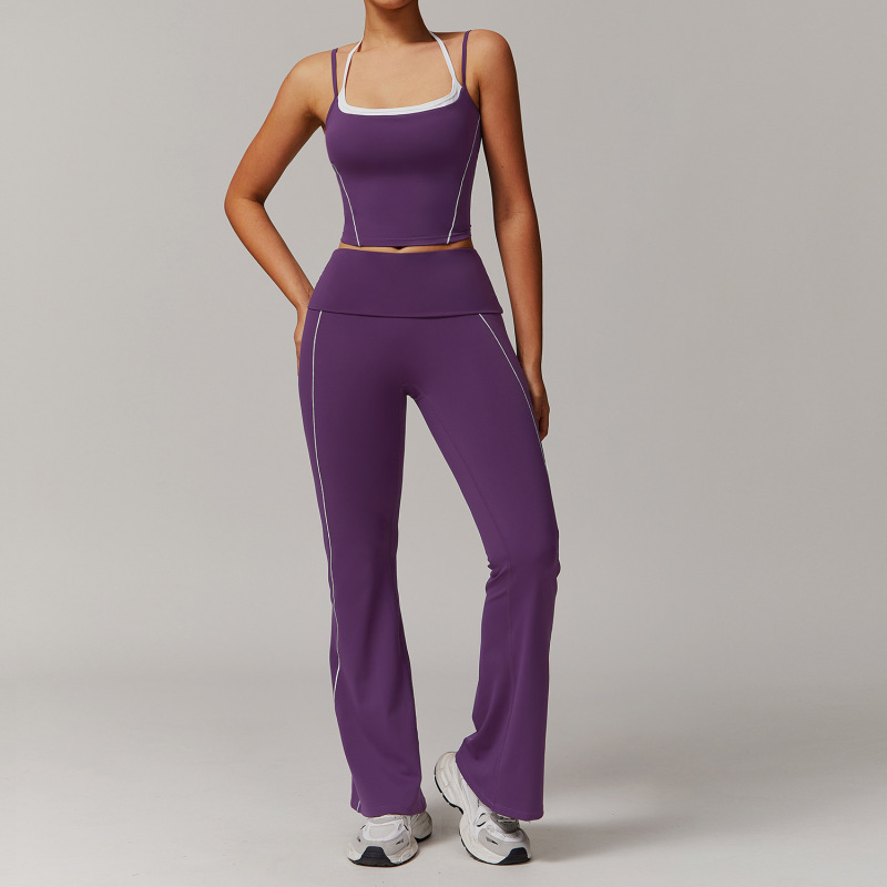 Zechuang fake two-piece neck back yoga suit fold high waist leisure Joker fitness sports suit 5009