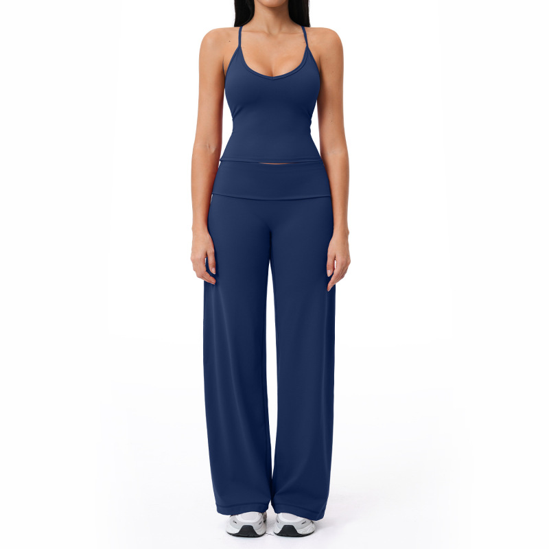 Summer brushed sports yoga set, cross-border style backless casual set, fitness running outdoor commuting set 5558