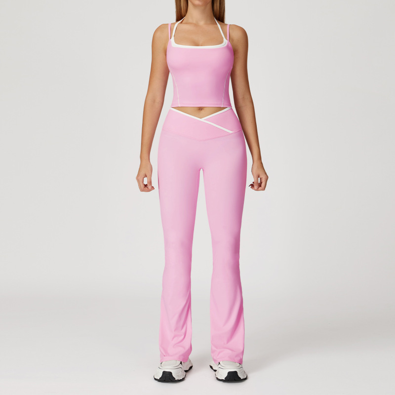 Zechuang fake two-piece neck back yoga suit fold high waist leisure Joker fitness sports suit 5009