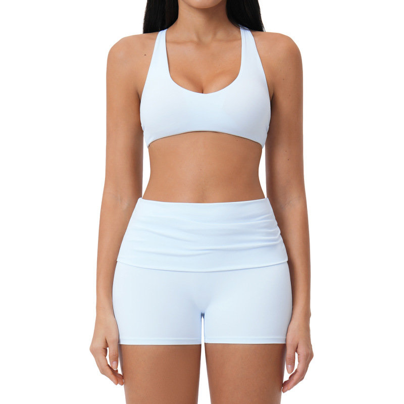 Summer brushed sports yoga set, cross-border style backless casual set, fitness running outdoor commuting set 5558