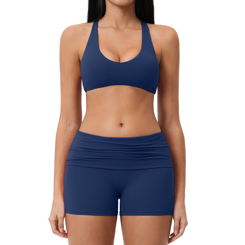 Summer brushed sports yoga set, cross-border style backless casual set, fitness running outdoor commuting set 5558