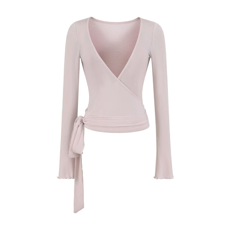 Atmospheric and Unique Slightly Sheer Cross-Tie Cardigan for Women, Slim-Fit Sporty Style, Long-Sleeve Yoga Cover-Up Top