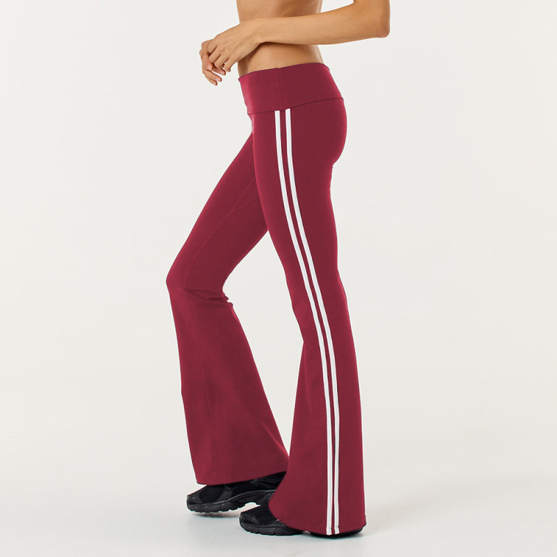 Cross-Border Flared Pants Two-Piece Set High-Waisted Striped Slimming Yoga Pants Slim-Fit Sports Halter Bra Women's Shapewear