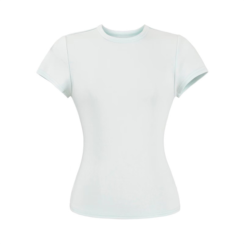 Versatile Round Neck Short-Sleeve T-Shirt for Women, Summer Solid Color Simple Slim-Fit Basic Top