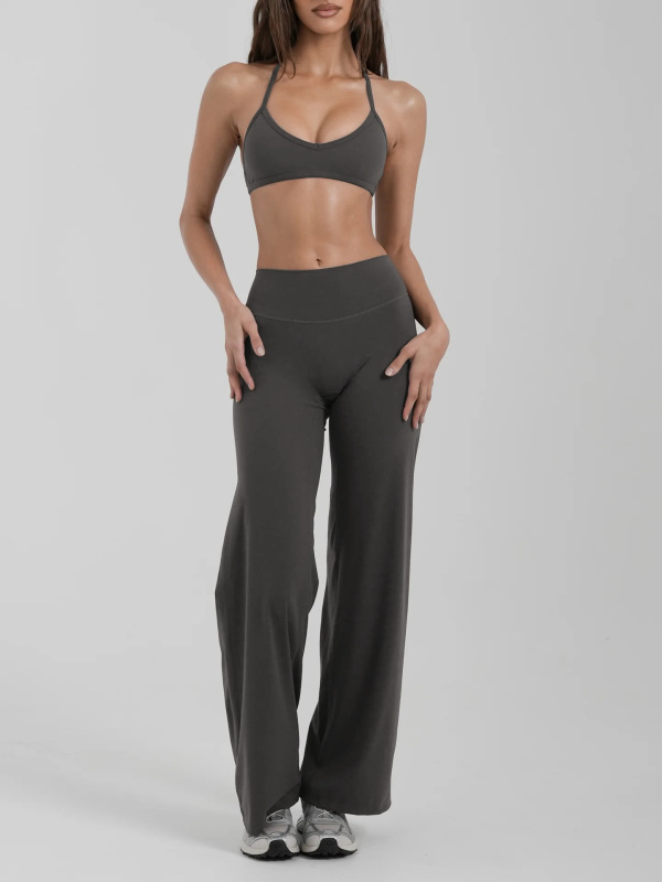 Cross-Border New Style Halter Neck Breast-Revealing Push-Up Underwear Yoga Suit Fitness Sports Trousers Pilates Quick-Drying Two-Piece Set