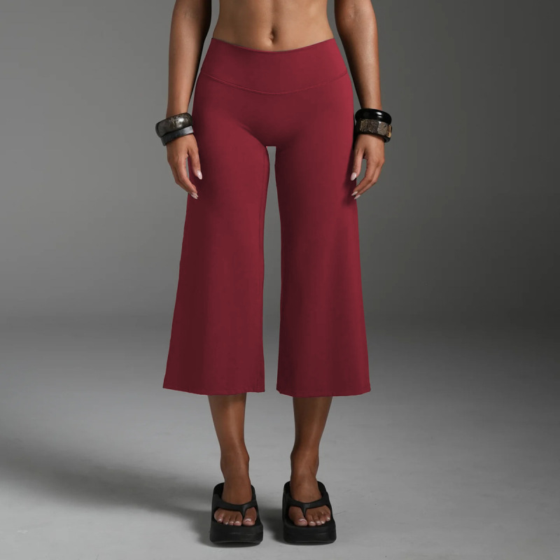 Cross-Border Women's High-Waisted Yoga Pants, Running Sports Straight-Leg Pants, Butt-Lifting Wide-Leg Pants, Stretchy Pilates Fitness Pants