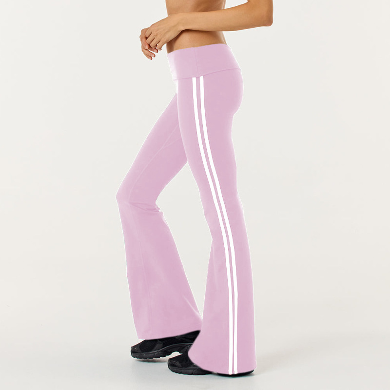 Cross-Border Flared Pants Two-Piece Set High-Waisted Striped Slimming Yoga Pants Slim-Fit Sports Halter Bra Women's Shapewear