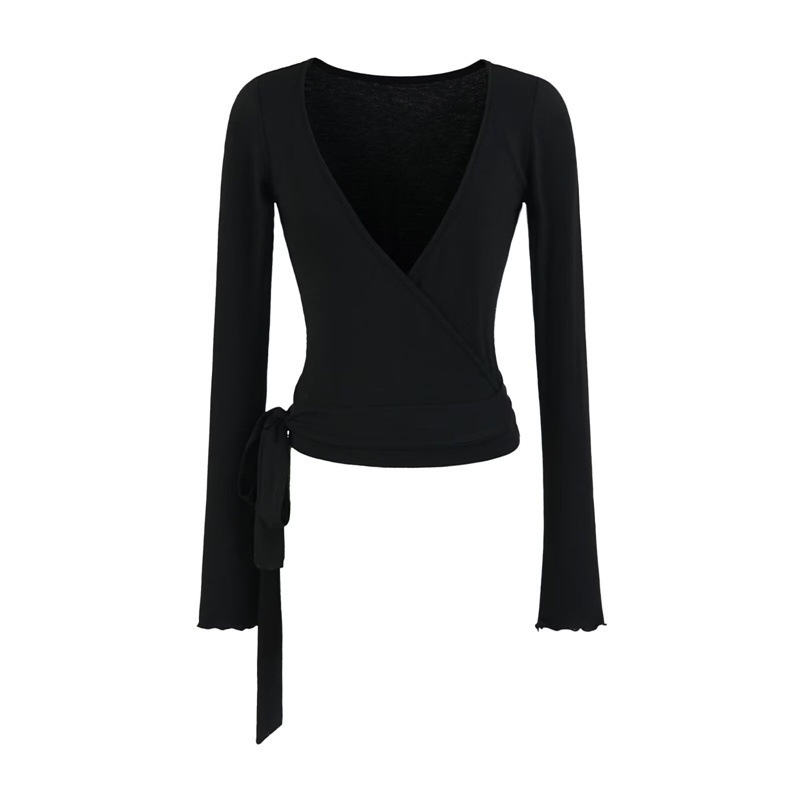 Atmospheric and Unique Slightly Sheer Cross-Tie Cardigan for Women, Slim-Fit Sporty Style, Long-Sleeve Yoga Cover-Up Top