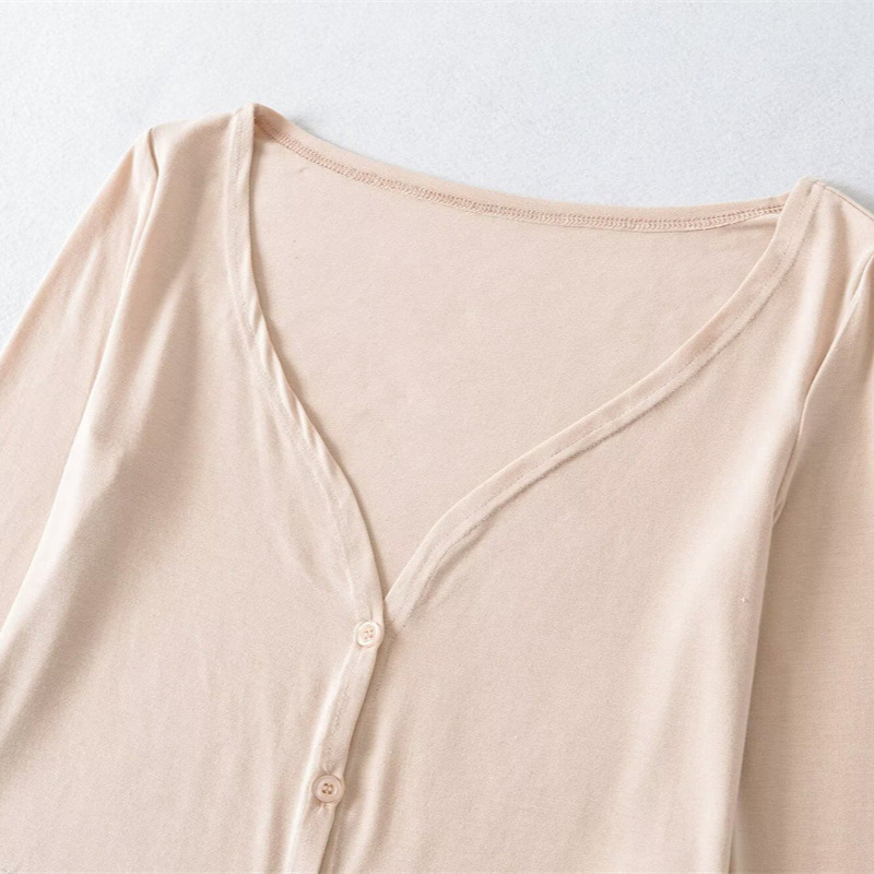 Korean-Style Semi-Sheer Long-Sleeve Cardigan Jacket for Women, Summer Short V-Neck Single-Breasted Outerwear for Petite Figures