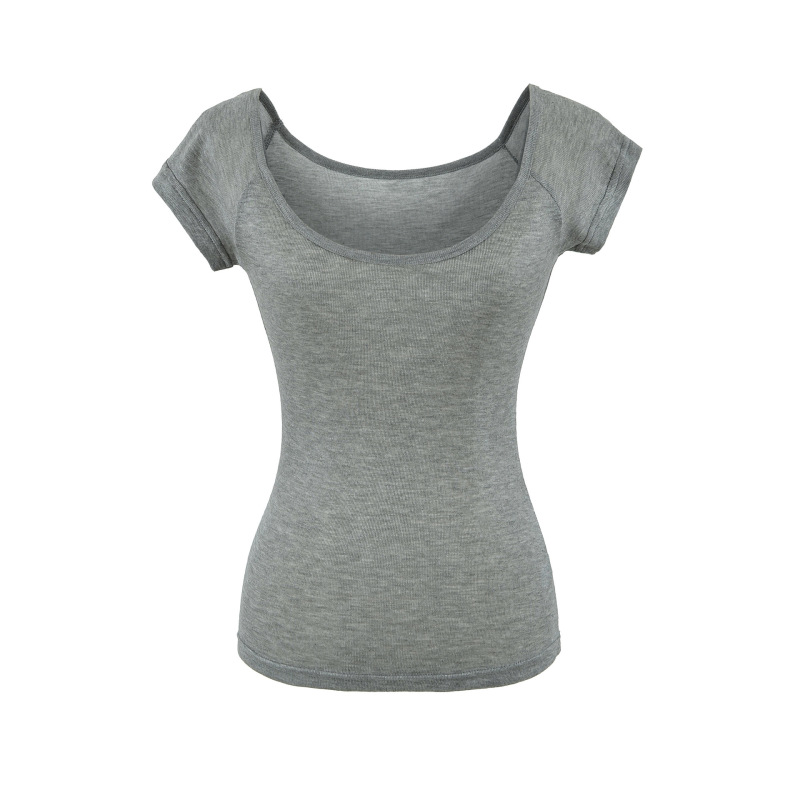 Comfortable Slightly Sheer Large-Neck Short-Sleeve T-Shirt for Women, Summer Slim-Fit Korean Basic Style, Layered Thin Base Shirt Top