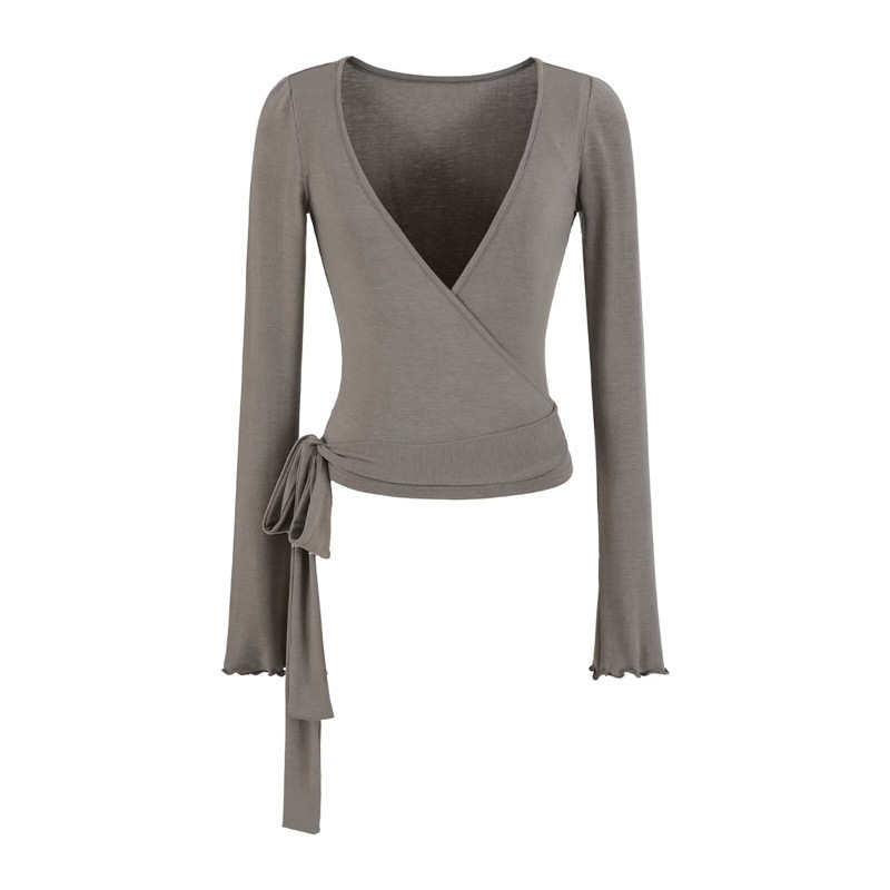 Atmospheric and Unique Slightly Sheer Cross-Tie Cardigan for Women, Slim-Fit Sporty Style, Long-Sleeve Yoga Cover-Up Top