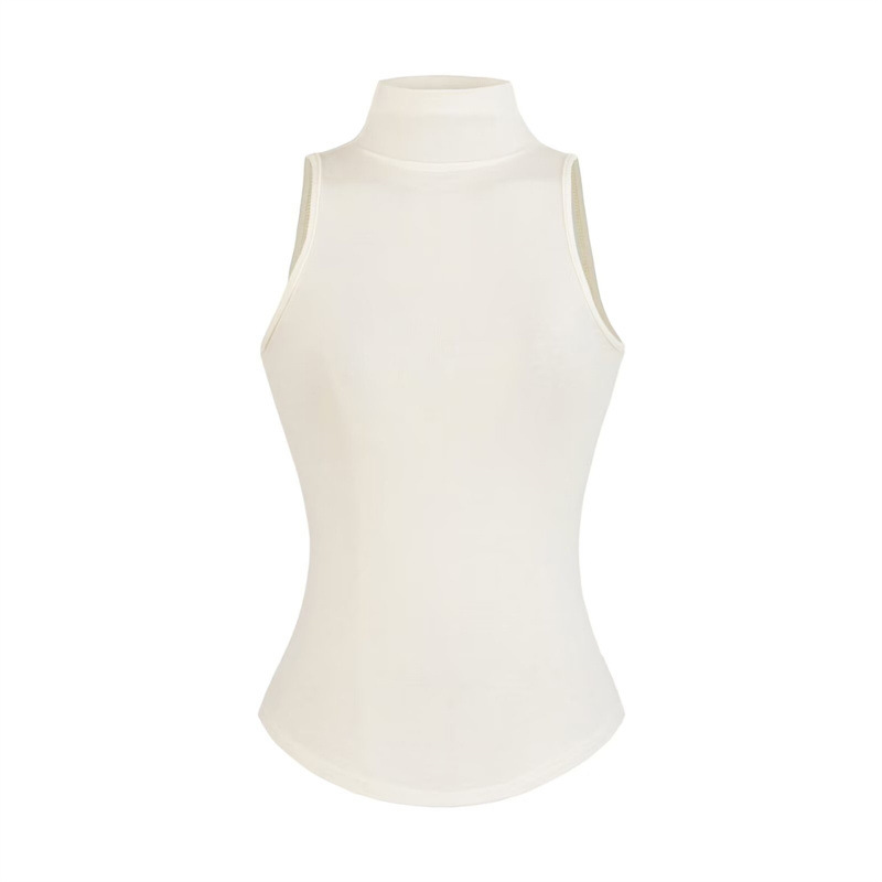 High-End Semi-Sheer Half-High Collar Vest for Women, Slim Fit, Waist-Cinching, Tight-Fitting Base Layer, Sexy Sleeveless Top