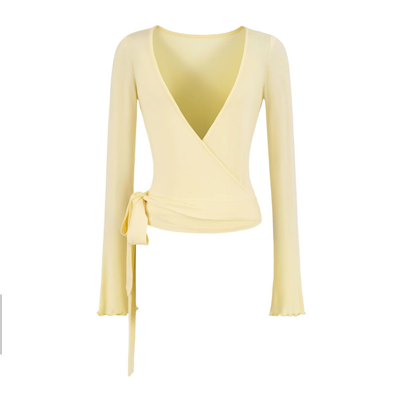 Atmospheric and Unique Slightly Sheer Cross-Tie Cardigan for Women, Slim-Fit Sporty Style, Long-Sleeve Yoga Cover-Up Top