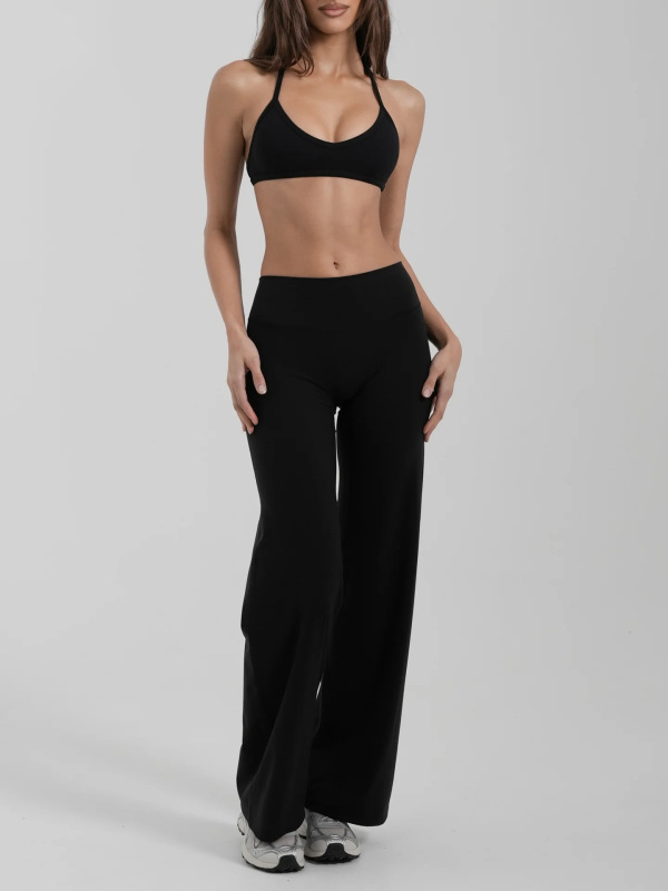 Cross-Border New Style Halter Neck Breast-Revealing Push-Up Underwear Yoga Suit Fitness Sports Trousers Pilates Quick-Drying Two-Piece Set