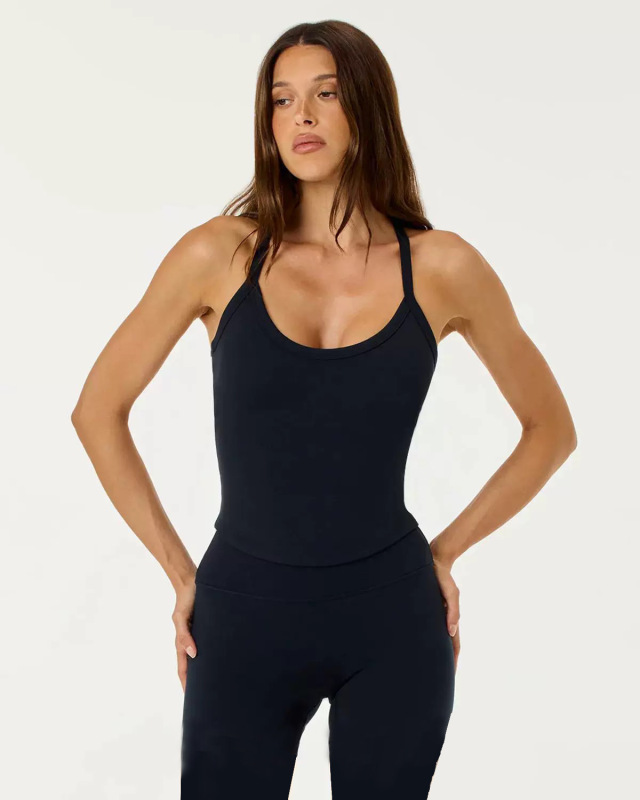 Cross-Border Beauty Back Yoga Set with Chest Pads, Sports Fitness Racerback Tank Top, High-Elastic Butt-Lifting High-Waisted Naked-Feel Leggings