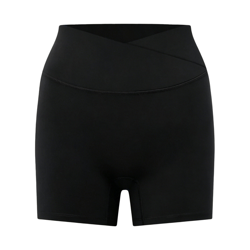 European and American Style Brushed Fleece Tight Yoga Shorts for Women, High-Waisted Tummy Control Fitness Pants, Peach Lift Butt-Enhancing Running Sports Shorts