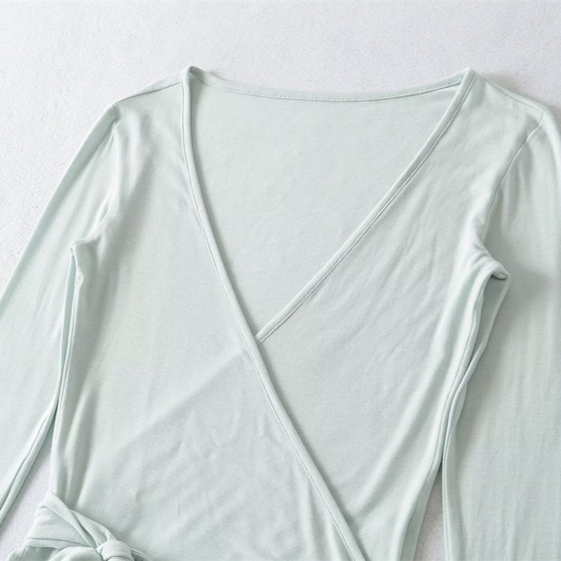 Atmospheric and Unique Slightly Sheer Cross-Tie Cardigan for Women, Slim-Fit Sporty Style, Long-Sleeve Yoga Cover-Up Top