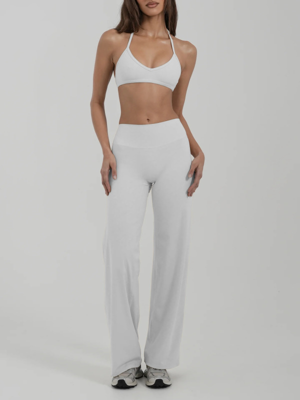 Cross-Border New Style Halter Neck Breast-Revealing Push-Up Underwear Yoga Suit Fitness Sports Trousers Pilates Quick-Drying Two-Piece Set