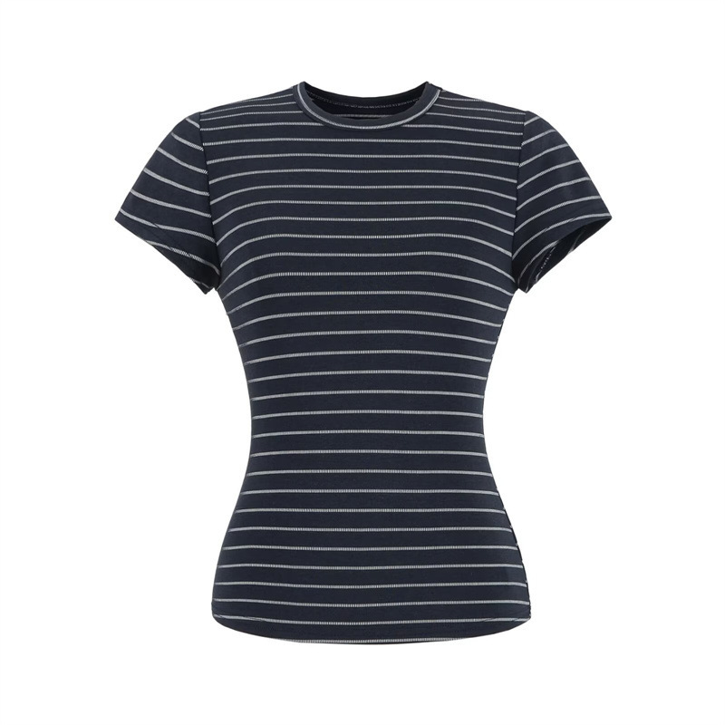 Versatile Round Neck Short-Sleeve T-Shirt for Women, Summer Solid Color Simple Slim-Fit Basic Top