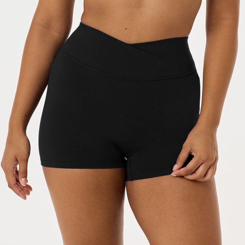 European and American Style Brushed Fleece Tight Yoga Shorts for Women, High-Waisted Tummy Control Fitness Pants, Peach Lift Butt-Enhancing Running Sports Shorts