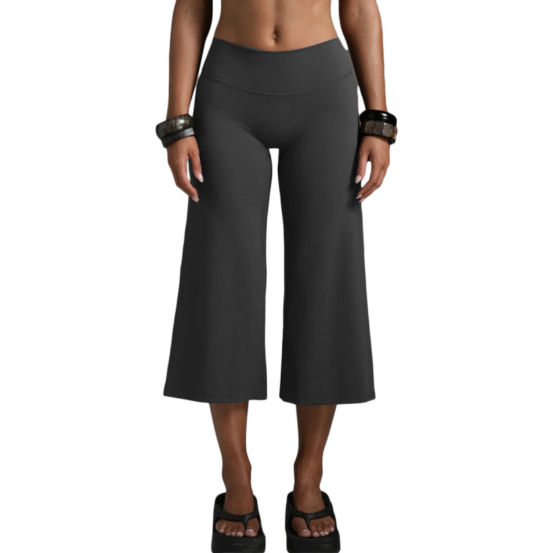 Cross-Border Women's High-Waisted Yoga Pants, Running Sports Straight-Leg Pants, Butt-Lifting Wide-Leg Pants, Stretchy Pilates Fitness Pants