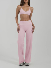Yy244 peach pink top + straight pants