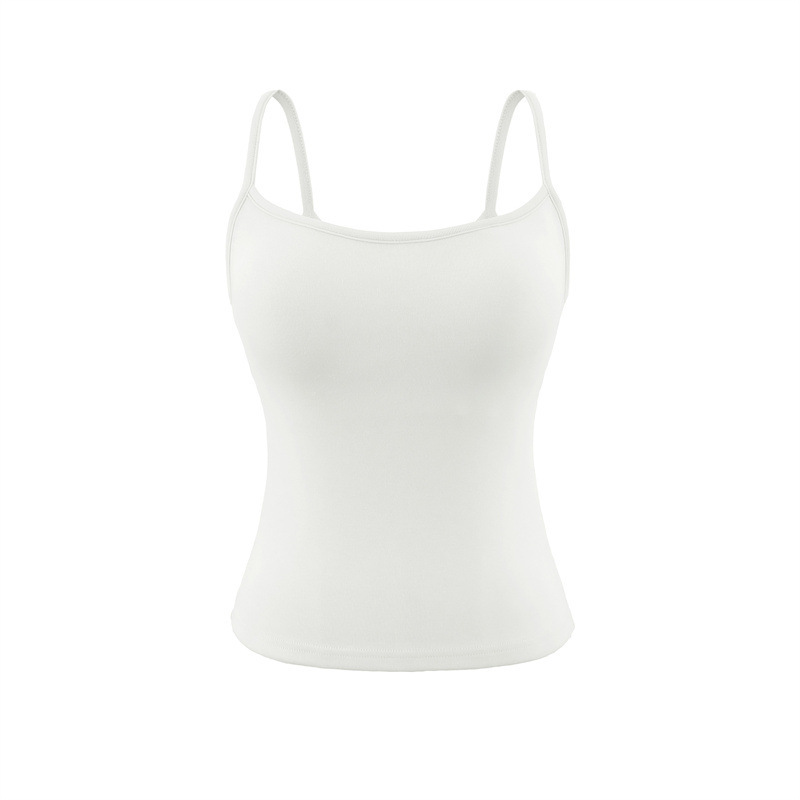 Blue Camisole with Chest Pads for Women, Summer Slim-Fit Basic Style, Suitable for Outerwear or Layering, Slimming and Alluring Base Top