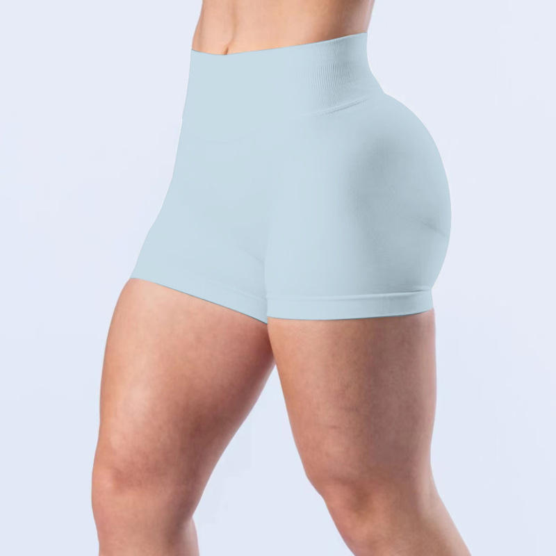 High-Elastic Matte Nylon Three-Section Waist Pleated Butt-Lifting Seamless Low-Waist Shorts Fitness Yoga Pants