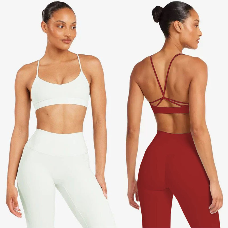 European and American Cross-Border Yoga Set for Women with Breast Pads, Beautiful Back, Wrapped Bra, High-Waisted Quick-Drying Butt-Lifting Sports Fitness Pants