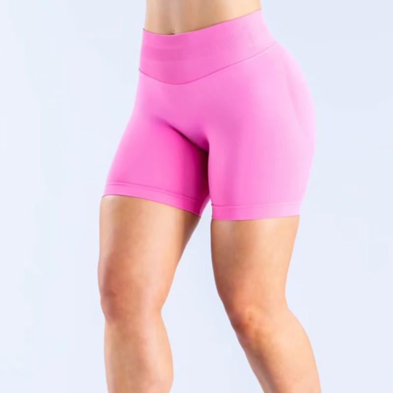 High-Elastic Matte Nylon Three-Section Waist Pleated Butt-Lifting Seamless Low-Waist Shorts Fitness Yoga Pants