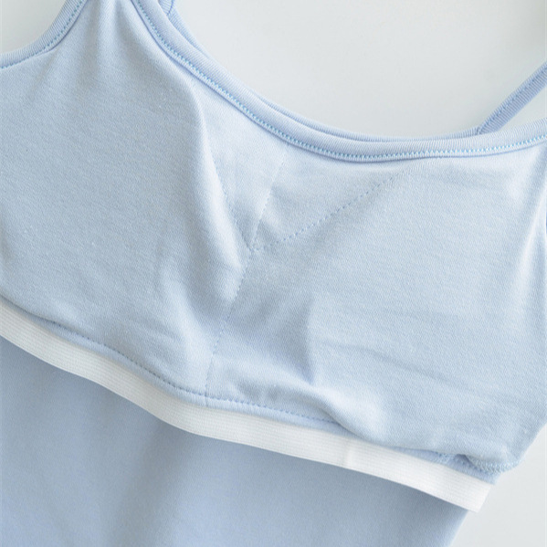 Blue Camisole with Chest Pads for Women, Summer Slim-Fit Basic Style, Suitable for Outerwear or Layering, Slimming and Alluring Base Top