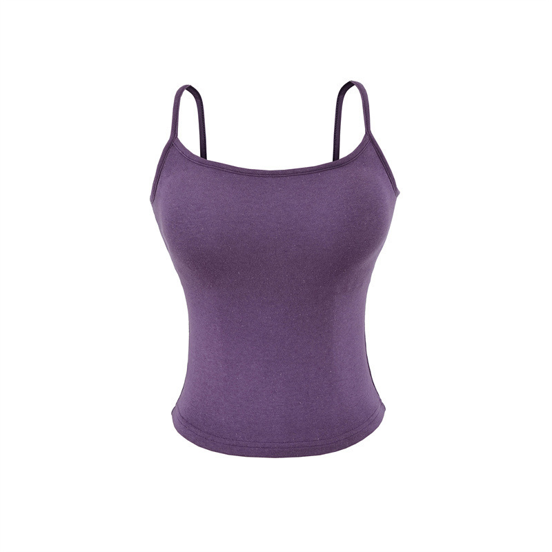 Blue Camisole with Chest Pads for Women, Summer Slim-Fit Basic Style, Suitable for Outerwear or Layering, Slimming and Alluring Base Top
