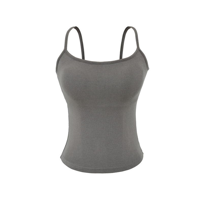 Blue Camisole with Chest Pads for Women, Summer Slim-Fit Basic Style, Suitable for Outerwear or Layering, Slimming and Alluring Base Top