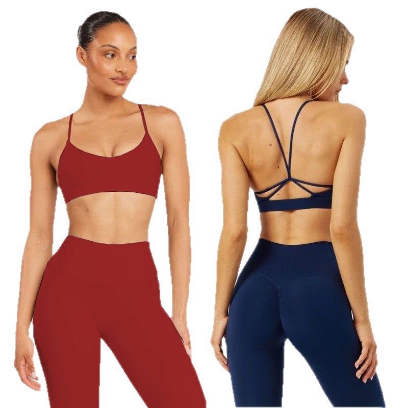 European and American Cross-Border Yoga Set for Women with Breast Pads, Beautiful Back, Wrapped Bra, High-Waisted Quick-Drying Butt-Lifting Sports Fitness Pants