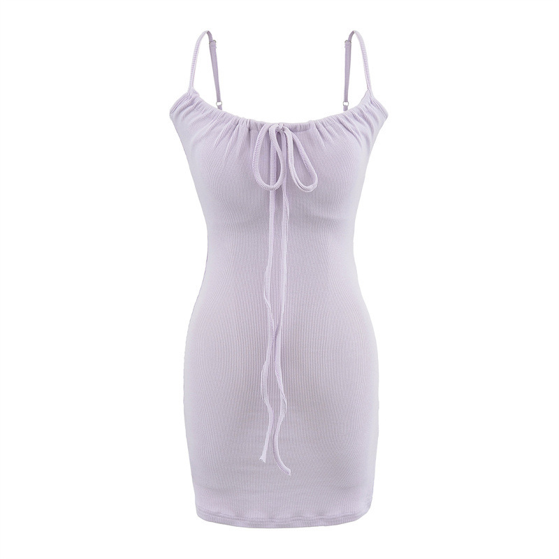 Hot Girl Style Lace-Up Strapless Dress for Women, Summer Base Dress with Chest Pads, Waist-Cinching, Slimming, Sleeveless, Bodycon Short Dress