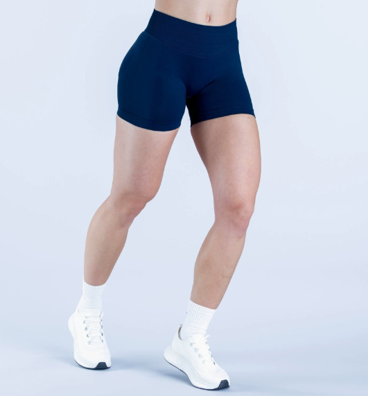High-Elastic Matte Nylon Three-Section Waist Pleated Butt-Lifting Seamless Low-Waist Shorts Fitness Yoga Pants