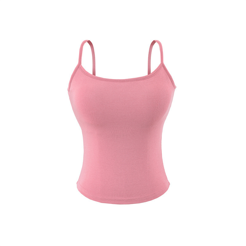 Blue Camisole with Chest Pads for Women, Summer Slim-Fit Basic Style, Suitable for Outerwear or Layering, Slimming and Alluring Base Top