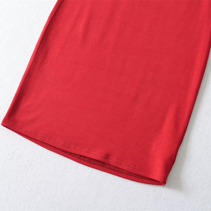 Cross V-Neck Mid-Sleeve Dress for Women, Summer Niche Style, Sexy Base Design, Waist-Cinching, Bodycon Short Dress