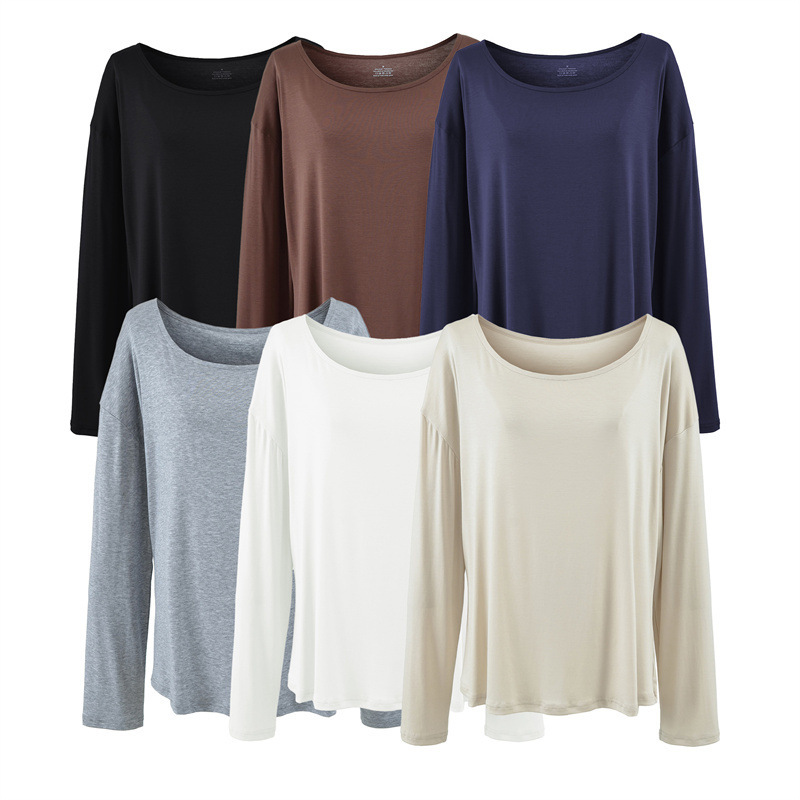 Casual and Lazy One-Shoulder Loose Long-Sleeved Sports Blouse for Women in Spring and Summer, Thin and Slimming, Worn over a T-Shirt Top