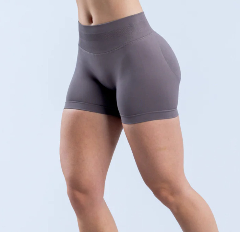 High-Elastic Matte Nylon Three-Section Waist Pleated Butt-Lifting Seamless Low-Waist Shorts Fitness Yoga Pants