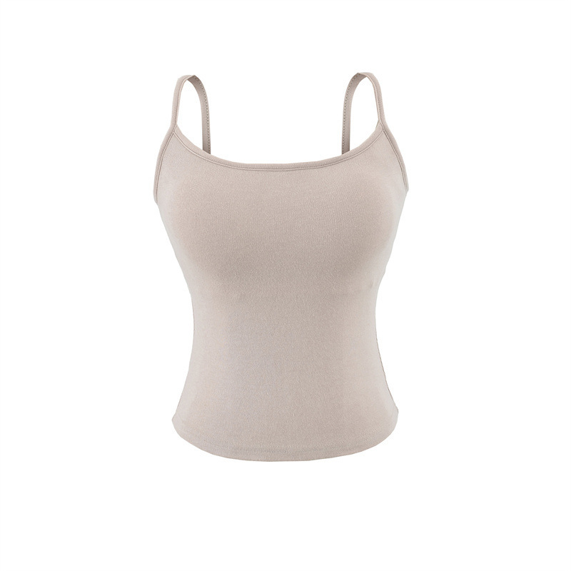 Blue Camisole with Chest Pads for Women, Summer Slim-Fit Basic Style, Suitable for Outerwear or Layering, Slimming and Alluring Base Top