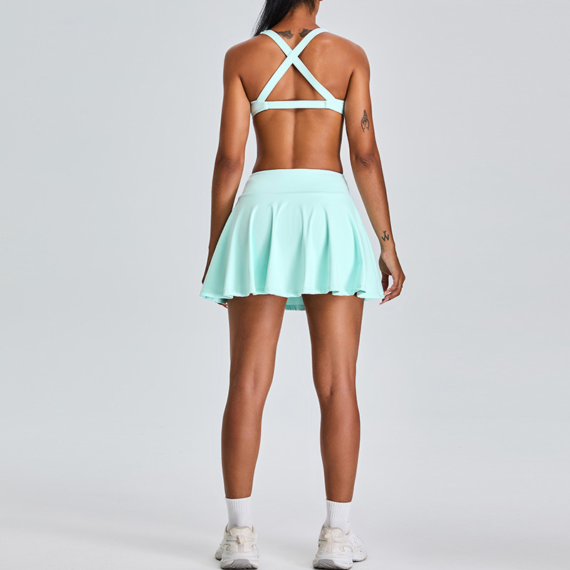 European and American New Badminton Tennis Skirt Sports suit Women's Yoga Skirt Outdoor Casual Pleated A- Line Skirt Pants