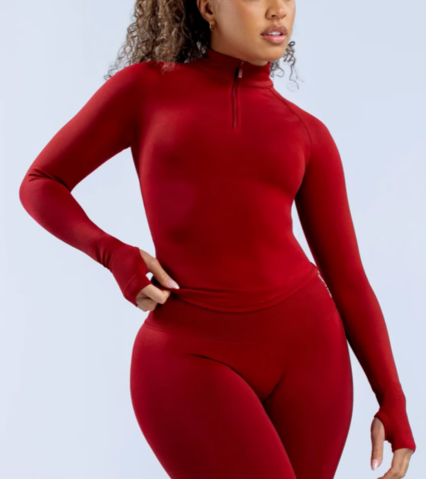 PY-7808-WT    Half-Zip Long-Sleeved Jacket