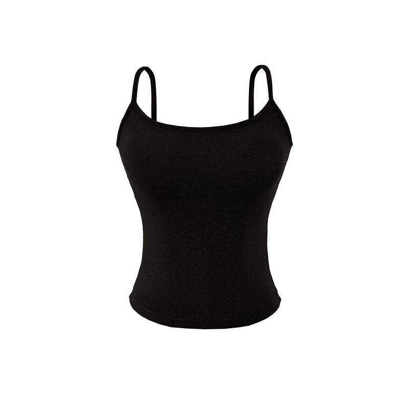 Blue Camisole with Chest Pads for Women, Summer Slim-Fit Basic Style, Suitable for Outerwear or Layering, Slimming and Alluring Base Top