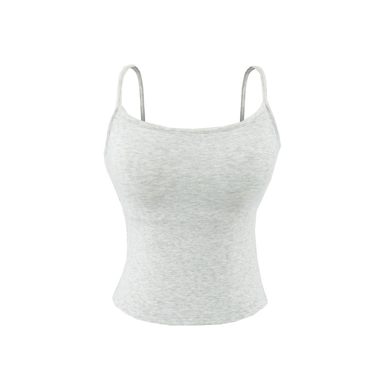 Blue Camisole with Chest Pads for Women, Summer Slim-Fit Basic Style, Suitable for Outerwear or Layering, Slimming and Alluring Base Top